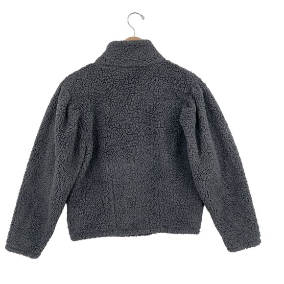 Express Jacket Womens Small Gray Sherpa Faux Long Sleeve Mock Neck Full Zip - Picture 2 of 14